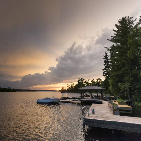 Vue Panoramique Lac Coucher Soleil Lac Des Bois Ontario Canada — Photo