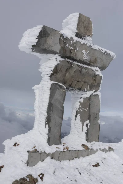Snowy Inuksuk Winter Whistler British Columbia Canada — Stock Photo, Image