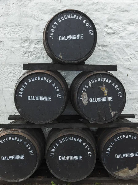 Whisky Barrels Distillery Dalwhinnie Scottish Highlands Scotland — Stock Photo, Image