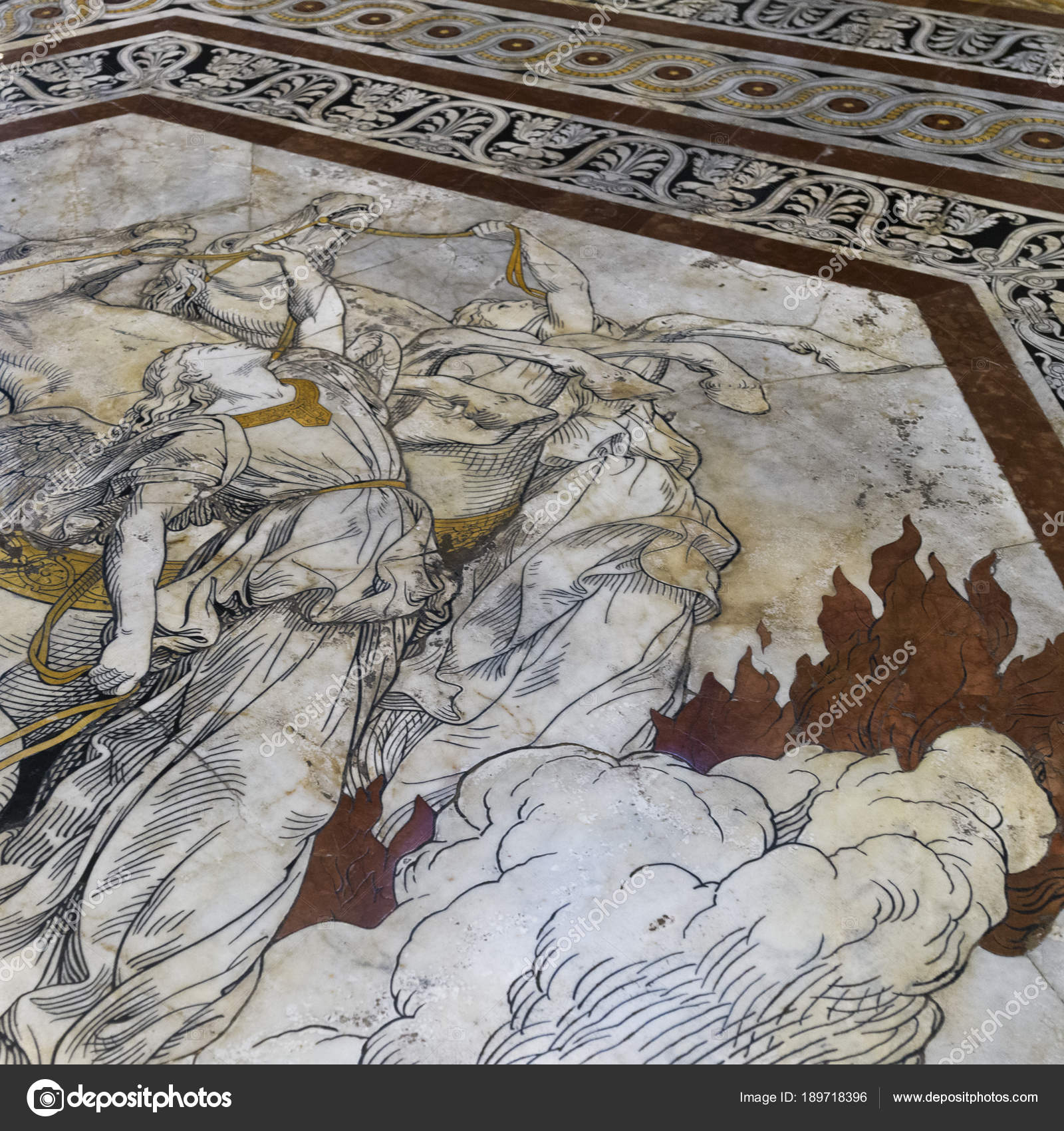 Marble Mosaic Floor Siena Cathedral Siena Tuscany Italy Stock