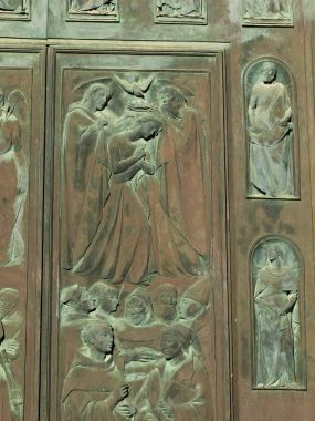 Heykeller Siena Katedrali, Siena, Toskana, İtalya duvara oyulmuş