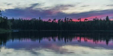 Yansıma ve ağaçlarının su, Lake of The Woods, Ontario, Kanada