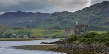 Görünüm Eilean Donan Kalesi, Eilean Donan, İskoçya Highlands, İskoçya