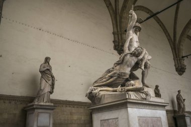 Pio Fedi Loggia dei Lanzi, Piazza della Signoria, Florence, Toskana, İtalya tarafından tecavüz Polyxena heykeller