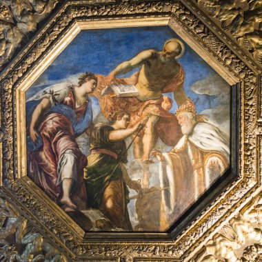 Fresco tavan, Doge Sarayı, Venedik, Veneto, İtalya