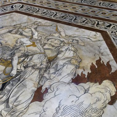Mermer Mozaik taban Siena katedralinin, Siena, Toskana, İtalya