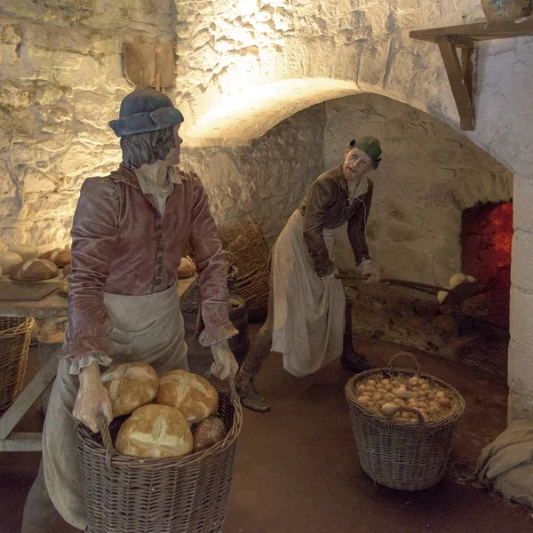 雕像在中世纪厨房在斯特林城堡 斯特林 苏格兰 — 图库照片