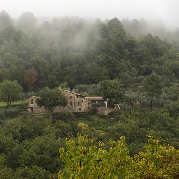 Casa Meio Árvores Aldeia Chianti Toscana Itália — Fotografia de Stock