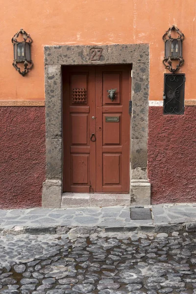 Puerta Entrada Una Casa Zona Centro San Miguel Allende Guanajuato — Foto de Stock