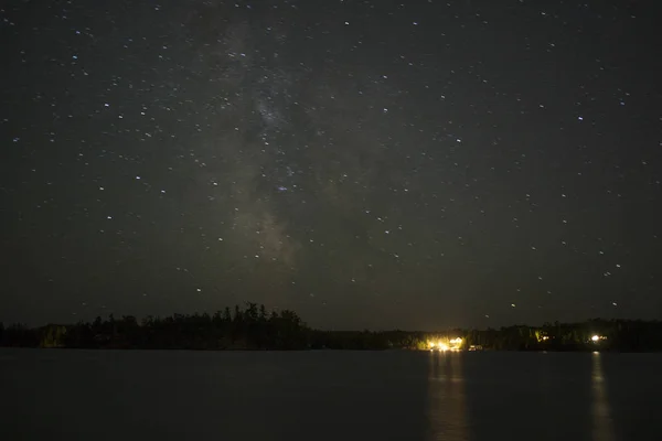 Sterne Himmel Über Dem See See Der Wälder Ontario Kanada — Stockfoto