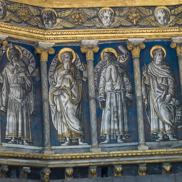 Détail Peint Sur Mur Intérieur Cathédrale Sienne Sienne Toscane Italie — Photo