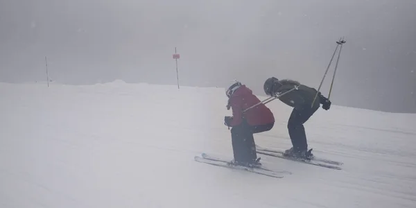 Girls Skiing Snow Covered Mountain Whistler British Columbia Canada — Stock Photo, Image