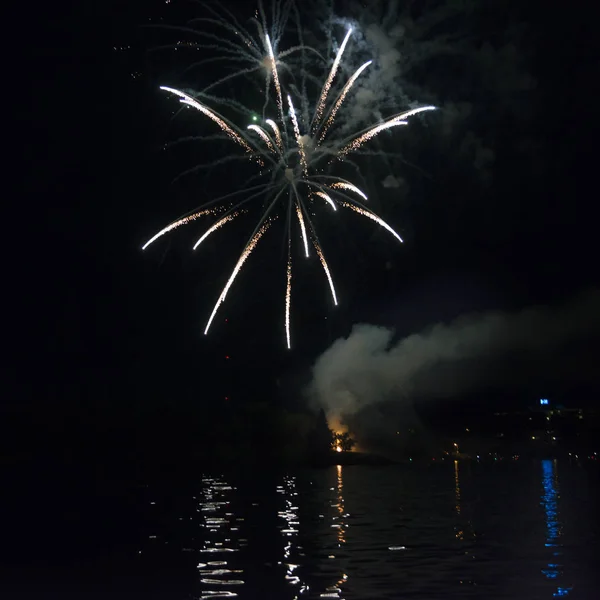 Canada Day fireworks display, Kenora, Lake of The Woods, Ontario, Canada