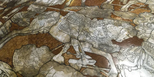 Marmurowe Mozaiki Podłodze Katedry Siena Siena Toskania Włochy — Zdjęcie stockowe
