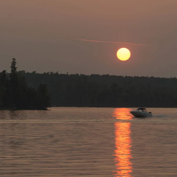 Vista Panorâmica Lago Pôr Sol Lake Woods Ontário Canadá — Fotografia de Stock