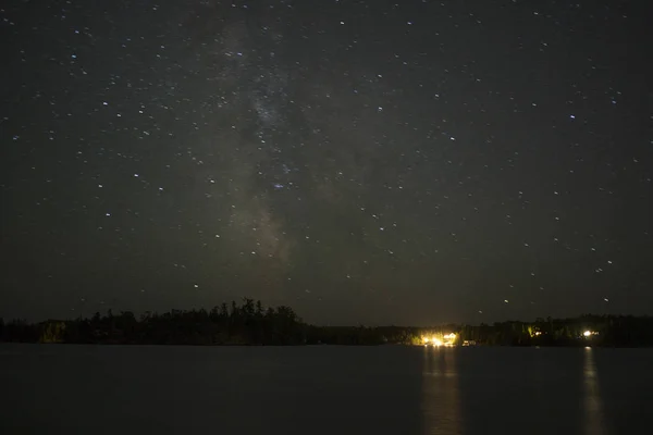 Tiefansicht Der Sterne Himmel Über Dem See Der Wälder Ontario — Stockfoto