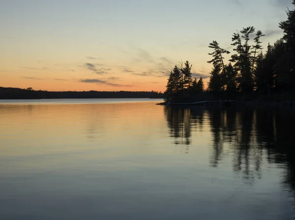 Vista Panorámica Del Lago Atardecer Lago Los Bosques Ontario Canadá — Foto de Stock