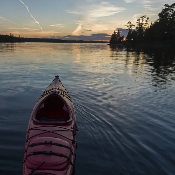 Paddla Kajak Sjön Lake Woods Ontario Kanada — Stockfoto