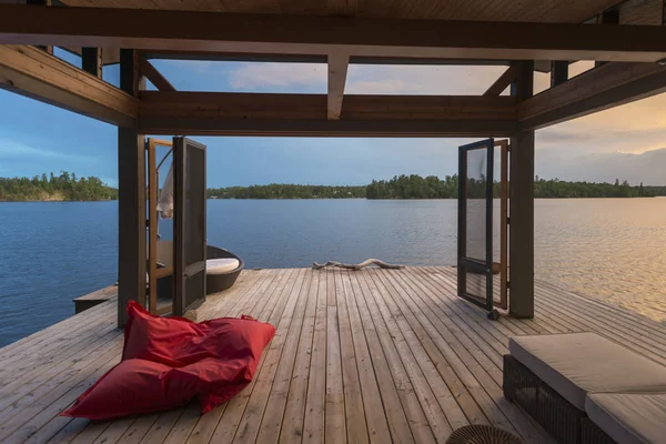 Covered Deck Lake Woods Ontario Canada — Stock Photo, Image