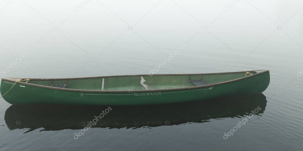 Canoe moored in the lake, Lake of The Woods, Ontario, Canada