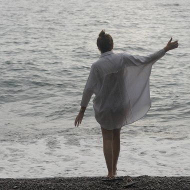 Kadının beach, Positano, Amalfi Coast, Salerno, Campania, İtalya