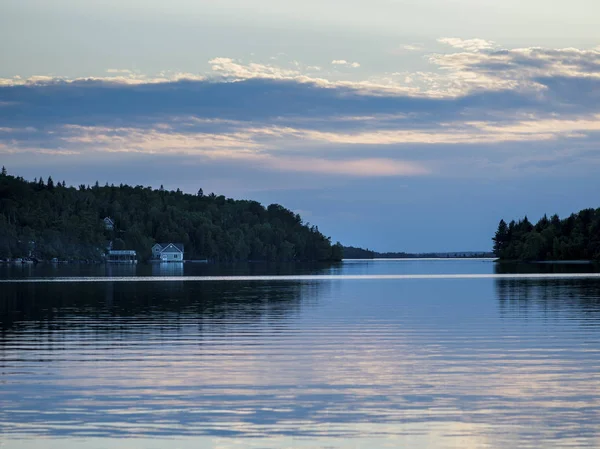 Vista Panorâmica Lago Pôr Sol Kenora Lake Woods Ontário Canadá — Fotografia de Stock