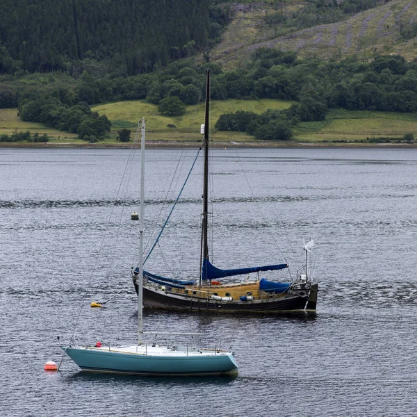 Sail Boats Anchored Bay Scottish Highlands Scotland — Stock Photo, Image