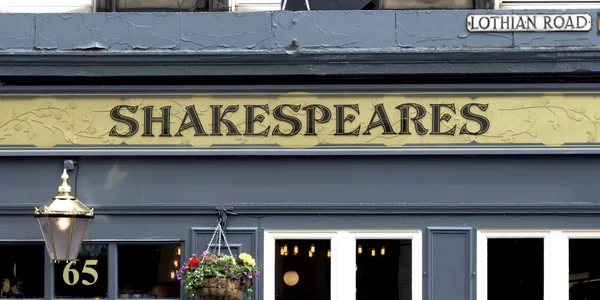 Shakespeare Sign Edimburgo Escocia — Foto de Stock