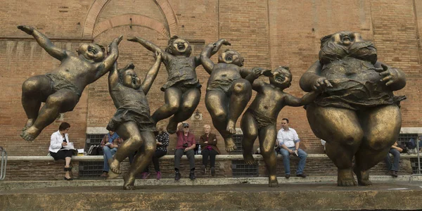 Estatuas Bronce Calle Siena Toscana Italia —  Fotos de Stock