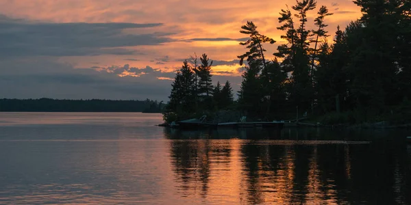 Vista Panorâmica Lago Pôr Sol Lake Woods Ontário Canadá — Fotografia de Stock