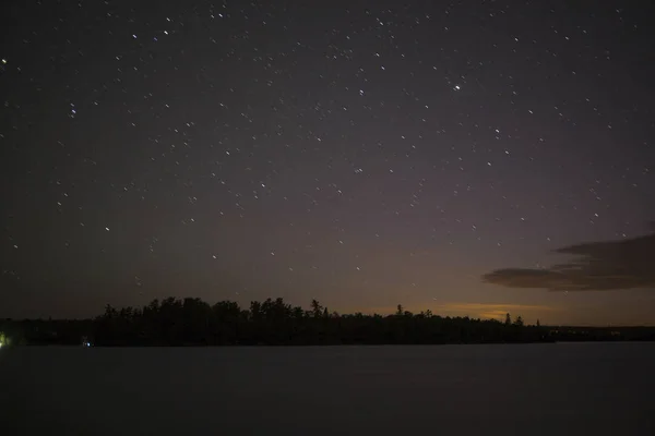 Sterne Himmel Über Dem See See Der Wälder Ontario Kanada — Stockfoto