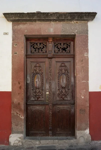 Puerta Madera Edificio San Miguel Allende Guanajuato México — Foto de Stock
