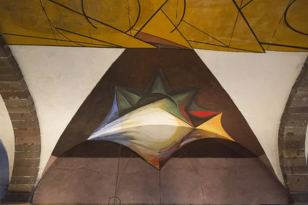David Alfaro Siqueiros Murale Uniwersytecie Szkoły Sztuk Pięknych San Miguel — Zdjęcie stockowe
