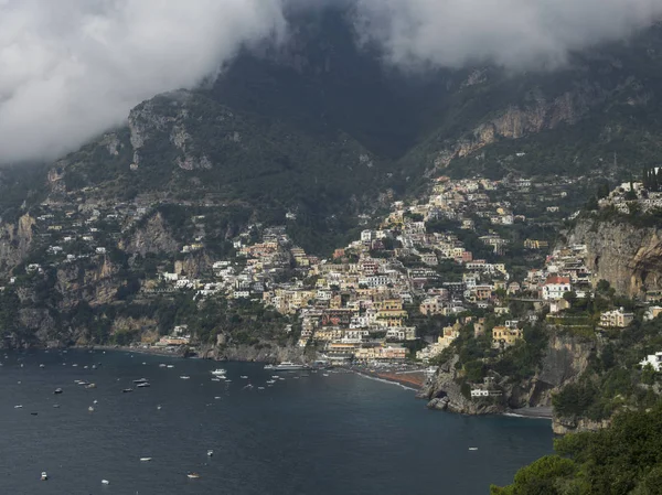 Vista Elevada Uma Cidade Costa Costa Amalfitana Salerno Campania Itália — Fotografia de Stock