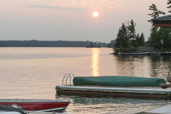 Schilderachtig Uitzicht Het Meer Bij Zonsondergang Lake Woods Ontario Canada — Stockfoto