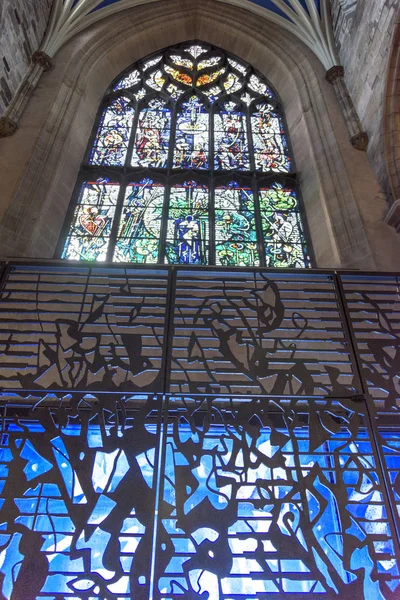 Janela Vidro Manchado Interior Catedral Giles Edimburgo Escócia — Fotografia de Stock