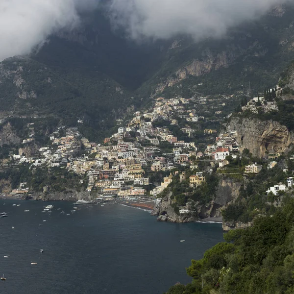 Vistas Elevadas Ciudad Costa Costa Amalfitana Salerno Campania Italia — Foto de Stock