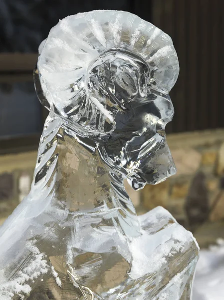 Close Ram Goat Ice Sculpture Lake Louise Alberta Canada — Stock Photo, Image