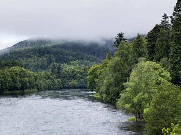 Scenic View River Flowing Forest Dunkeld Perth Kinross Scotland — Stock Photo, Image