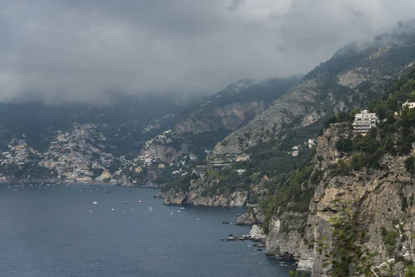 Vista Uma Cidade Costa Praiano Costa Amalfitana Salerno Campania Itália — Fotografia de Stock