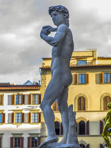 Estátua David Piazza Della Signoria Florença Toscana Itália — Fotografia de Stock