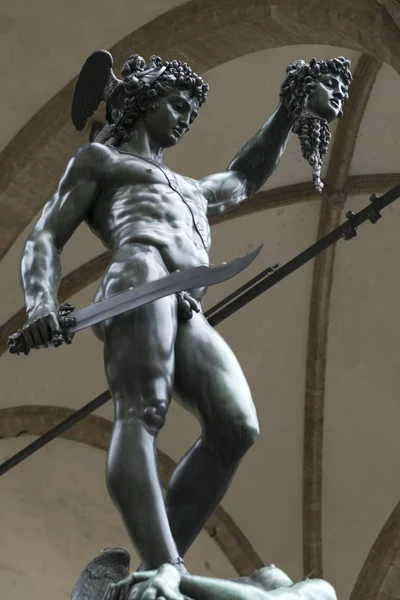 Perseo Con Cabeza Medusa Por Benvenuto Cellini Loggia Dei Lanzi — Foto de Stock