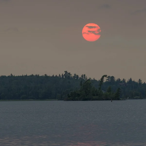 Живописный Вид Озеро Закате Озеро Вудс Онтарио Канада — стоковое фото