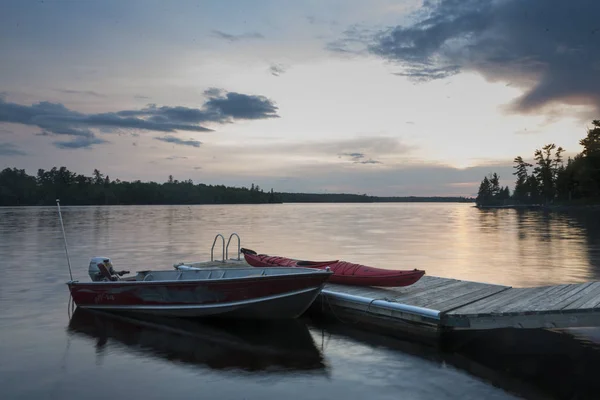 Vista Panorámica Del Lago Atardecer Lago Los Bosques Ontario Canadá —  Fotos de Stock