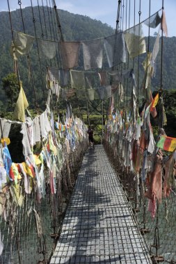 Asma köprü, Punakha, Bhutan dua bayrakları