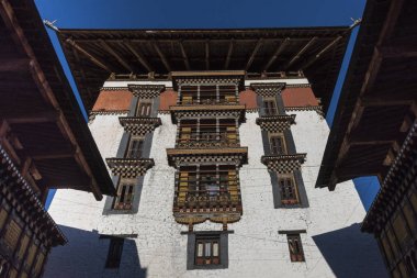 Rinpung Dzong, İlçe: Paro, Bhutan, düşük açılı görünüş