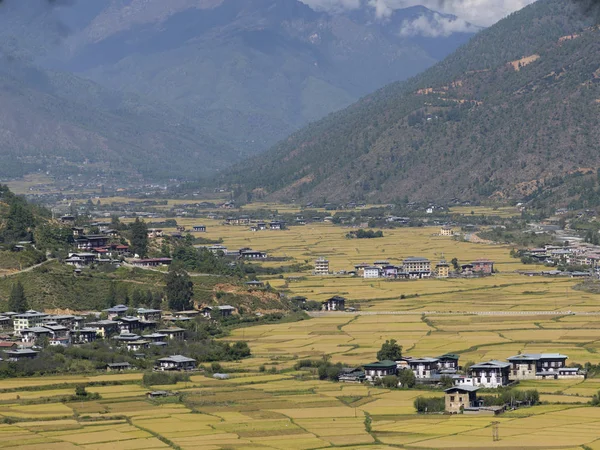 Yükseltilmiş görünümü bir kasaba, Paro, Paro bölgesinin Vadisi: Paro, Bhutan