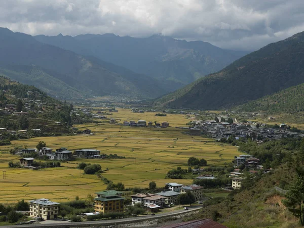 Podwyższone Widok Miasto Paro Paro District Dolina Paro Bhutan — Zdjęcie stockowe