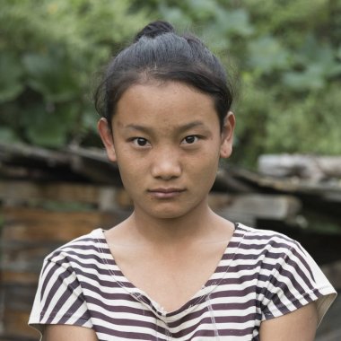Bir kız, Punakha, Bhutan portresi