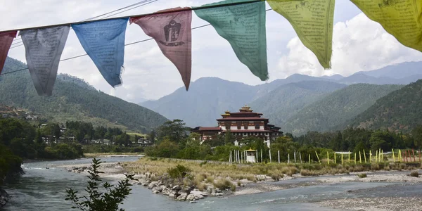 Puna Tsang Chhu Rzeki Klasztoru Tle Punakha Dzong Punakha Doliny — Zdjęcie stockowe